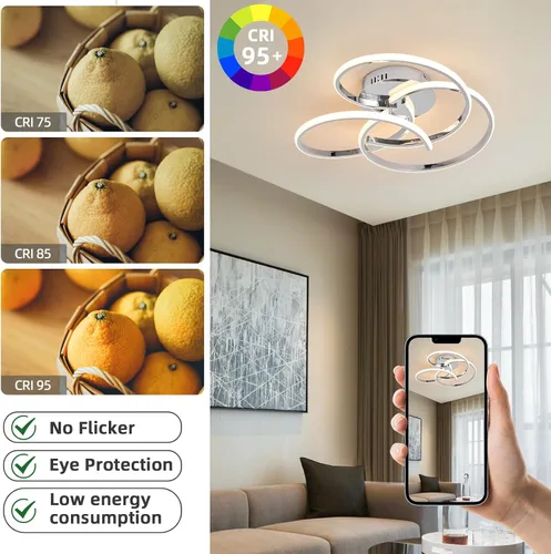 Miniatura 4 de CANEOE Lámpara de Techo LED Moderna, 42W Regulable Lámpara de Techo Empotrada con Control Remoto, Lámpara de Techo LED de Montaje Empotrado