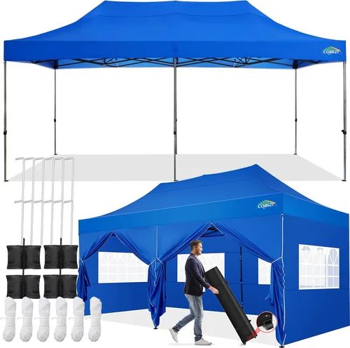 Miniatura 12 de COBIZI Carpa Toldo Emergente de 10x10 pies, Toldo de 10x10 con 4 Paredes Laterales Impermeable de Servicio Pesado Carpa Comercial para Fiestas