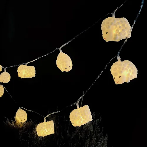 Miniatura 13 de Guirnalda de luces de oveja de 5.4 pies, 10 LED, adornos novedosos de cabras, luces de hadas de cordero alimentadas por pilas para decoración