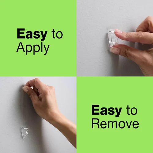 Miniatura 4 de FrogTape reMOVEables - Mini ganchos adhesivos para colgar, 18 ganchos transparentes y 24 tiras adhesivas, clips de interior sin daños para luces