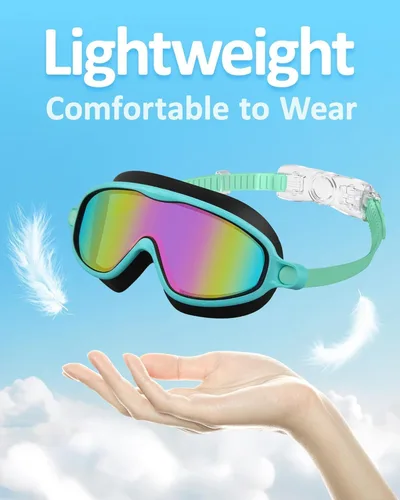 Miniatura 2 de Gafas de natación para niños, antivaho, protección UV y amplia vista & gorro de natación para niños de 3 a 15 años, niños y niñas, bebés Negro
