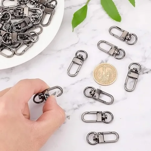 Miniatura 3 de PandaHall - 30 cierres de pinza de langosta de metal plomizo, cordones giratorios, ganchos de gatillo para llavero, llaveros, bolsas de bricolaje