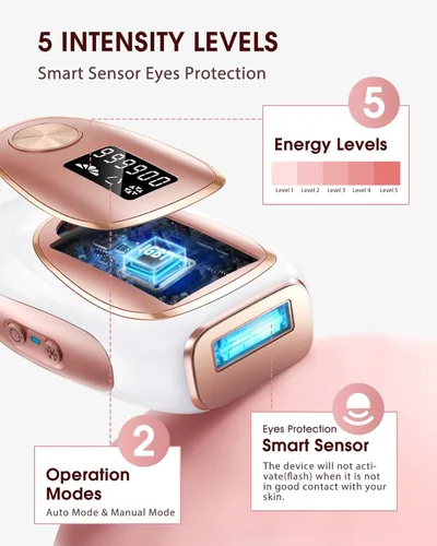 Miniatura 9 de LYSMOSKI Depilación láser, depilación IPL con sistema de enfriamiento de hielo para un resultado indoloro y duradero, dispositivo removedor de vello