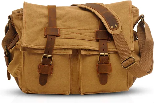 Bolso de mensajero vintage de 14 pulgadas para laptop de hombre y mujer