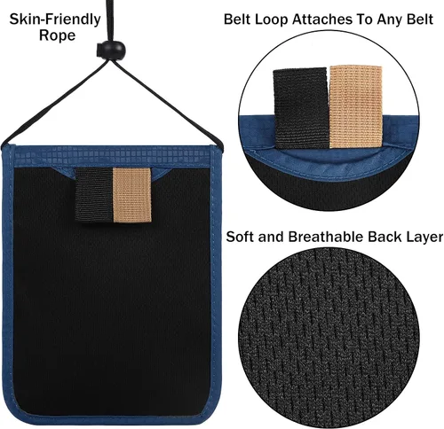 Miniatura 5 de Bolsa de viaje para el cuello, cartera para pasaporte familiar, funda organizadora con bloqueo RFID RFID Blocking