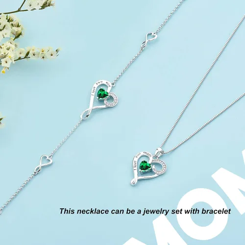 Miniatura 14 de Regalo de cumpleaños para mamá, collar con dije de corazón de plata esterlina 925 con texto en inglés "I Love You Mom
