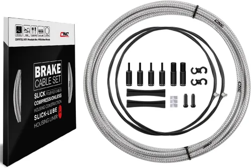 Miniatura 10 de CNC Juego de cables de freno de bicicleta de montaña, carcasa de cable de freno de bicicleta, cubierta trenzada y línea interior de teflón para MTB