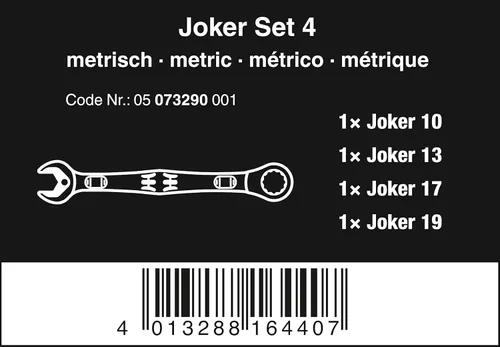 Miniatura 2 de Wera Juego de llaves combinadas de trinquete métricas Joker de 4 piezas