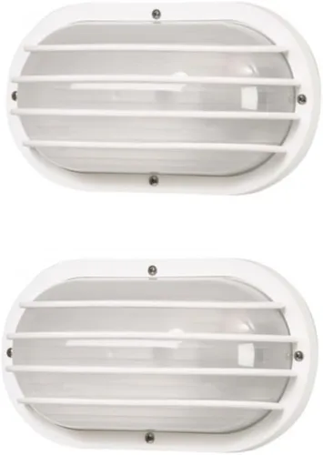 Miniatura 8 de Solus Lámpara náutica oblonga de montaje en pared para exteriores, color negro o blanco, compuesto, difusor de policarbonato esmerilado y jaula
