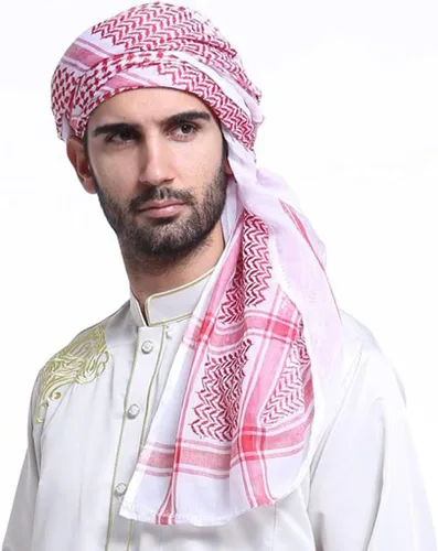 Miniatura 2 de Bydezcon Pañuelo para la cabeza grande árabe Shemagh para hombre, chal del desierto Keffiyeh con estampado árabe, bufanda para el cuello, pañuelo