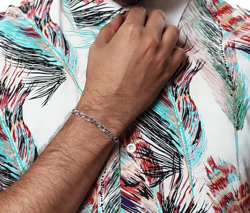 Miniatura 3 de Savlano Pulsera de plata de ley 925 italiana con eslabones fígaro sólidos para hombres y mujeres, fabricada en Italia, viene con una caja de regalo