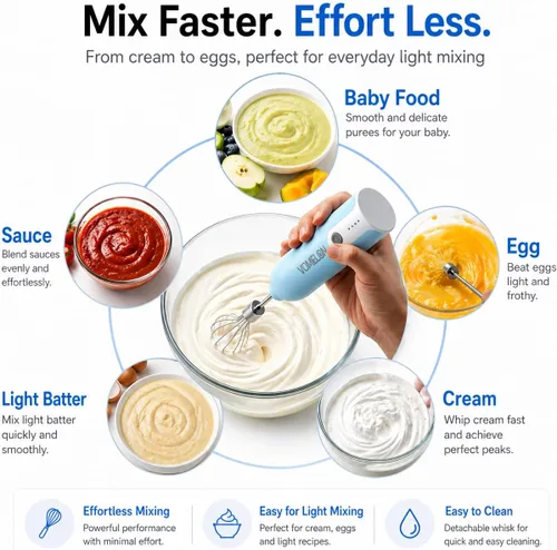 Miniatura 3 de Batidor de huevos, batería recargable de control inalámbrico eléctrico de múltiples velocidades, batidor de globos para huevos, crema de batido