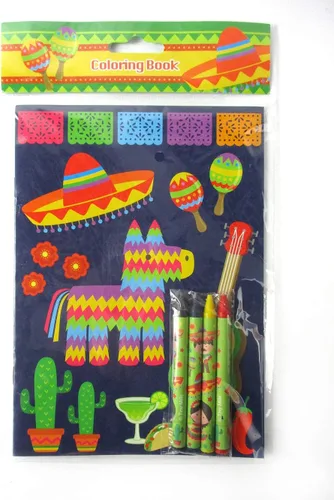 Miniatura 3 de TINYMILLS Juego de libros para colorear de fiesta mexicana para niños, recuerdos de fiesta con 12 libros para colorear y 48 crayones para fiesta