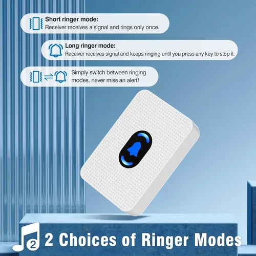 Miniatura 6 de Sistema de timbre inalámbrico para puertas Daytech - Alcance largo de 800 pies, 20 melodías, 5 niveles de volumen ajustables, 4 sensores + 1 4