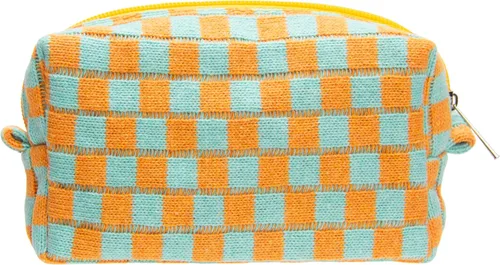 Miniatura 18 de PAZIMIIK Bolsa de Maquillaje a Cuadros para Bolso Portátil con Cremallera, Estuche Pequeño de Cosméticos para Accesorios de Viaje, Azul Ártico