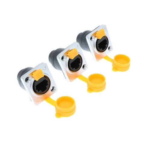 Miniatura 8 de Alvin's Cables 90 grados RJ45 interfaz impermeable zócalos conector IP65 Ethernet montaje en panel ángulo recto 3pcs RJ45 conector