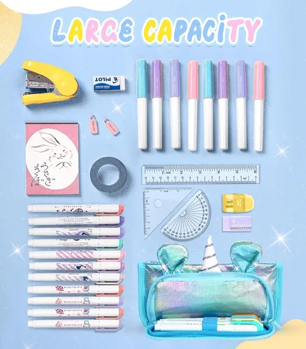 Miniatura 3 de Lindo estuche para lápices, estuche 3D para niñas y niños, bolsa brillante para lápices con lentejuelas para estudiantes, suministros escolares