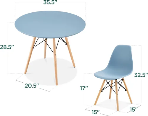 Miniatura 2 de Best Choice Products Juego de 5 piezas para comedor, juego compacto de mesa y sillas de estilo moderno de mediados de siglo para el hogar