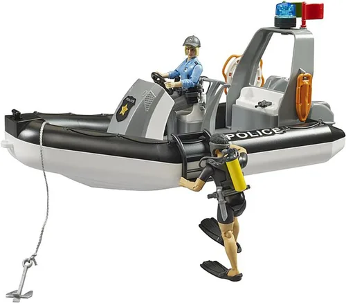 Miniatura 5 de Bruder RAM 2500 Camioneta Policial Pickup con Remolque Módulo L + S, Barco y 2 Figuras