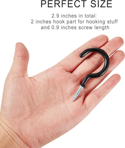 Miniatura 2 de Ganchos de techo de 2 pulgadas, gancho de taza atornillado con revestimiento de vinilo para colgar plantas, luces, tazas, uso resistente