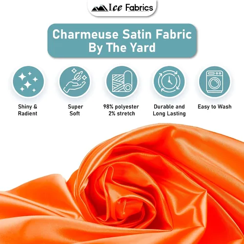Miniatura 2 de Ice Fabrics The Yard - Tela de satén elástica Charmeuse de 58/60 pulgadas de ancho, sedosa y suave para coser ropa, vestidos, vestidos de noche