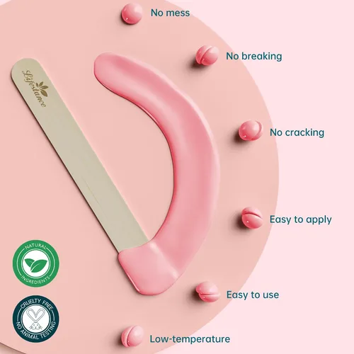 Miniatura 6 de Lifestance Kit de granos de cera para depilación, Rosado, 1.13kg con 30 aplicadores para cejas, cara, axilas, depilación en bikini, para pieles