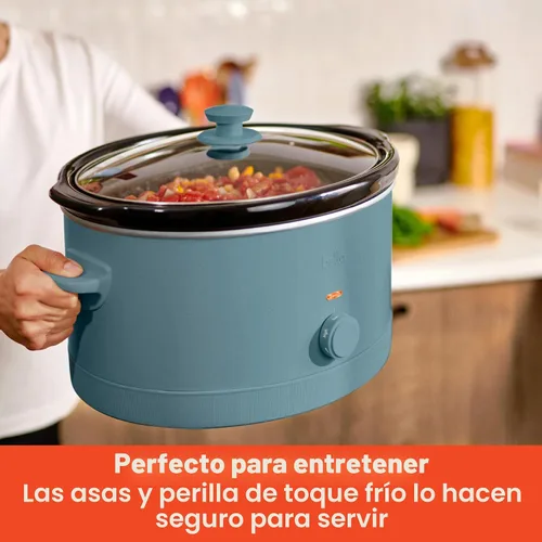 Miniatura 6 de bella Olla de cocción lenta manual de 6.0 cuartos de galón, revestimiento antiadherente de cerámica, 3 ajustes de temperatura, olla de gres apta