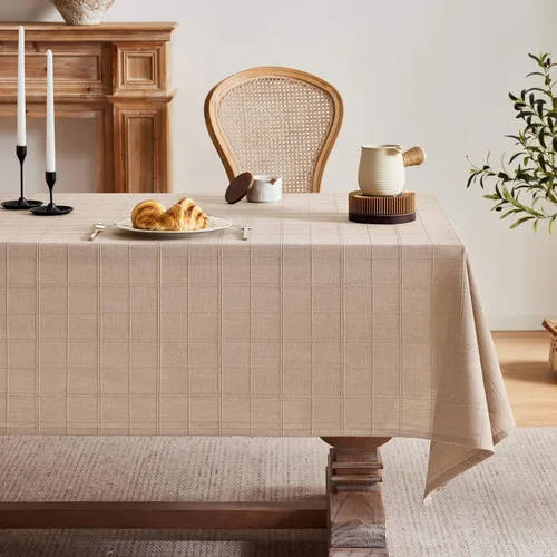 Miniatura 8 de ZeeMart Mantel (beige, redondo de 52 pulgadas)