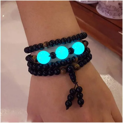 Miniatura 7 de Cuentas de piedra solar luminosas que crecen en la oscuridad, cuentas sueltas de 0.315 pulgadas (0.315 in), 100 unidades de color azul y verde