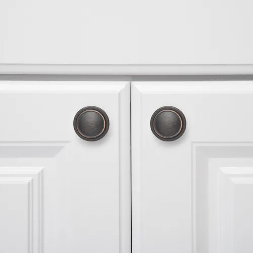 Miniatura 4 de Amazon Basics Pomo de gabinete con anillo superior recto, 1.25 pulgadas de diámetro, Bronce Frotado con Aceite, Paquete de 10
