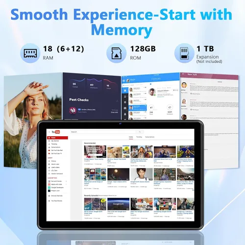 Miniatura 2 de Tablet de 10 Pulgadas, Tabletas Android 15 con 18 GB RAM+128 GB ROM (Expandible a 1 TB), Pantalla IPS HD de 1280 * 800 Octa Core, Batería de 6000