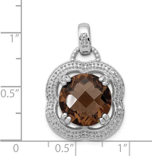 Miniatura 2 de Colgante de plata de ley 925 maciza marrón chocolate con cuarzo ahumado 1.063 in x 0.748 in