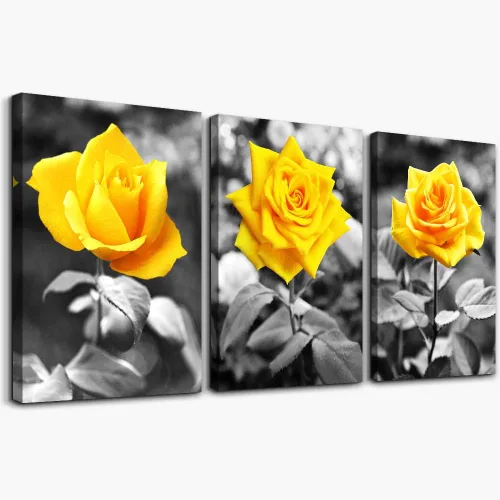 Lienzo decorativo para pared de dormitorio, sala de estar, baño, decoración de pared para cocina, fotos, obras de arte en blanco y negro, flores de