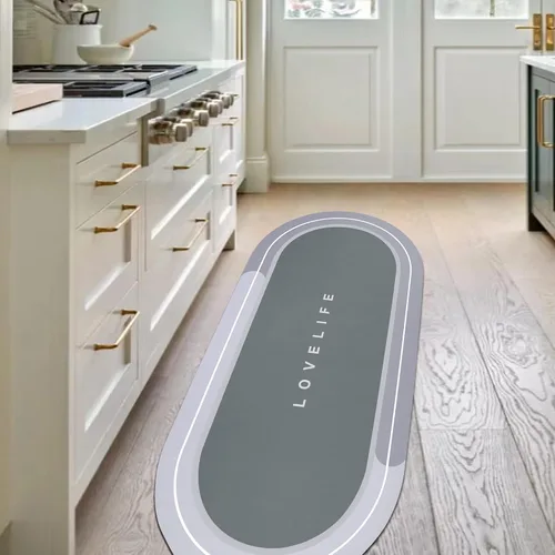 Miniatura 26 de Tapetes de baño de goma de secado rápido, antideslizantes, súper absorbentes, de secado instantáneo, alfombra de baño frente al fregadero de la Beige