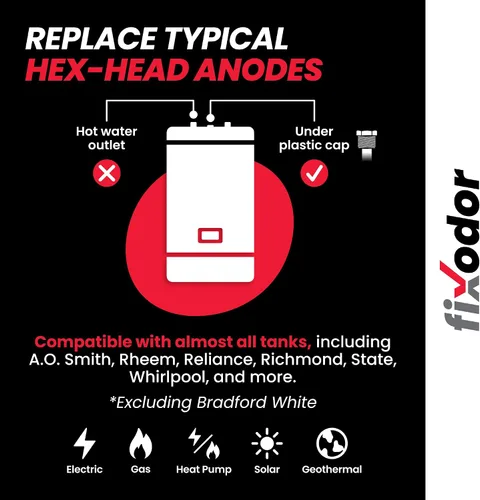 Miniatura 3 de Varilla de ánodo para calentador de agua, detiene el olor de azufre en agua caliente Stops Rotten Egg Smell in Hot Water, Stops Tank Corrosion