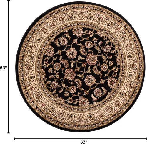 Miniatura 3 de Well Woven Barclay Collection Sarouk - Alfombra redonda negra de 5 pies para sala de estar, dormitorio y comedor Negro
