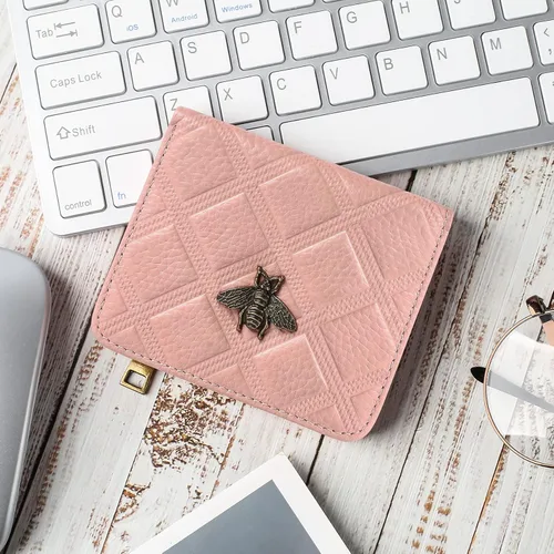 Miniatura 6 de Billetera para mujer, con bloqueo RFID, pequeña, compacta, plegable, de piel auténtica, con bolsillo, mini carteras para mujeres