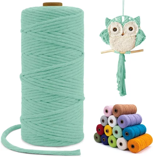 Miniatura 84 de Cuerda de macramé de una sola hebra de 0.197 in x 110 yardas, cuerda de macramé de algodón natural de 0.197 in, cuerda de algodón grueso para colgar