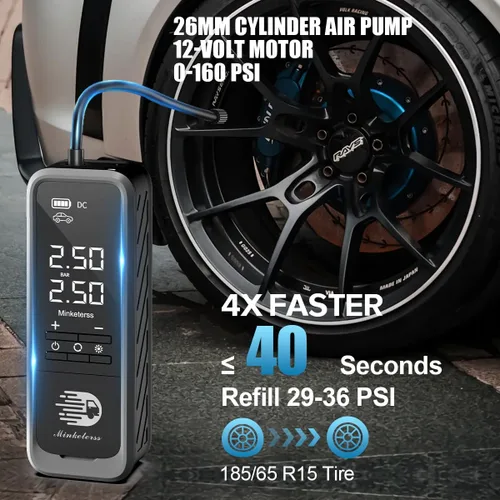 Miniatura 3 de Inflador de neumáticos Compresor de aire portátil para neumáticos de automóvil con medidor digital de presión de neumáticos - Compresor de aire