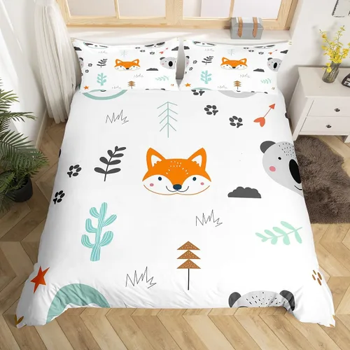 Miniatura 13 de Feelyou Juego de ropa de cama de animales del zoológico, tamaño individual, funda de edredón de animales de dibujos animados para adolescentes