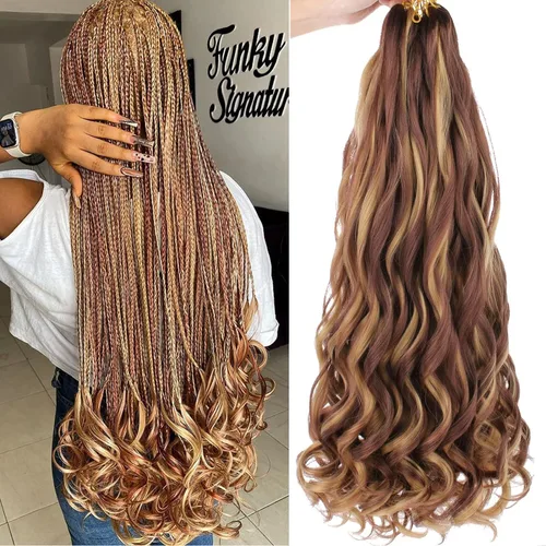 Miniatura 10 de Cabello trenzado rizado francés negro de 22 pulgadas preestirado, paquete de 3 unidades, textura Yaki, trenzado con rizo español, extensión
