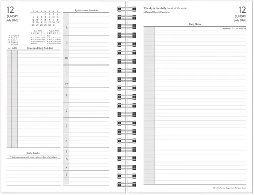 FranklinCovey - Recambio de planificador encuadernado con alambre de brújula | Dos páginas por día (clásico, julio de 2026 a junio de 2027)
