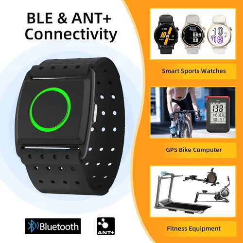Miniatura 4 de EZON C022Pro - Brazalete con monitor de frecuencia cardíaca con ANT+ y Bluetooth, luces indicadoras LED de zona HR, impermeable 3ATM, correa