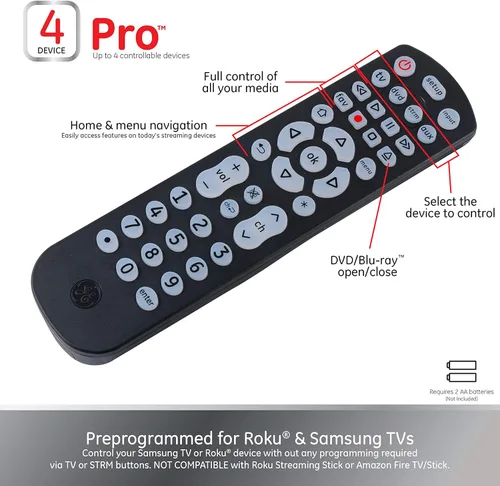 Miniatura 5 de GE Botones retroiluminados, control remoto universal, reemplazo del control remoto Samsung TV, control remoto Samsung para Smart TV, reemplazo