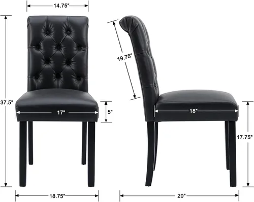 Miniatura 2 de Juego de 2 sillas de comedor tapizadas de piel sintética, sillas Parsons con respaldo alto, sillas laterales sin brazos para cocina y comedor
