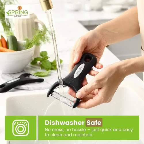 Miniatura 8 de Spring Chef Peladores de Verduras de Acero Inoxidable Giratorios, Y & Julienne para Cocina, Peladores de Papas con Mangos de Agarre Suave, Juego