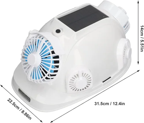 Miniatura 7 de Casco duro para construcción, casco de seguridad de ventilador solar, casco de trabajo de enfriamiento rápido con 6 ventiladores solares y luz