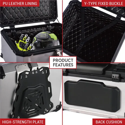 Miniatura 6 de Letusto GRUNT SPORTS - Caja Superior Maleta Trasera de Motocicleta de 45 L, Maletero de Almacenamiento Universal para Scooter, Caja de Casco