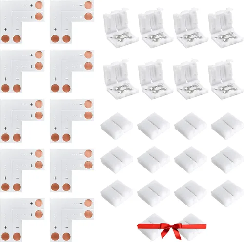 Miniatura 8 de JACKYLED Conectores de tira LED de 2 pines de 0.394 pulgadas para tiras de luces LED, kit total de 22 conectores de esquina para extensión