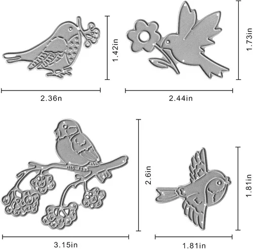 Miniatura 2 de Troqueles de corte de pájaros de resorte de metal, troquelados con ramas de pájaro, plantillas en relieve, molde de plantilla para tarjetas